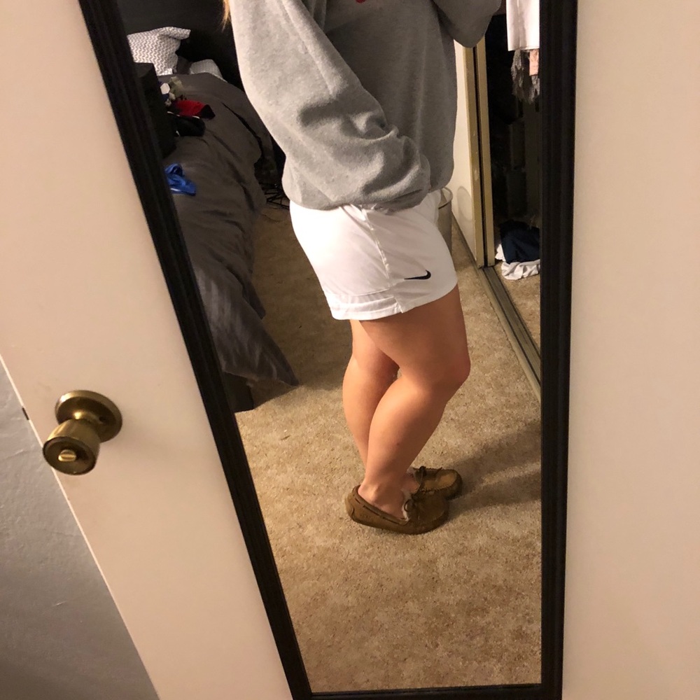 White Nike soccer shorts